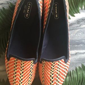 Coach Flats women’s 
Waxed straw & leather